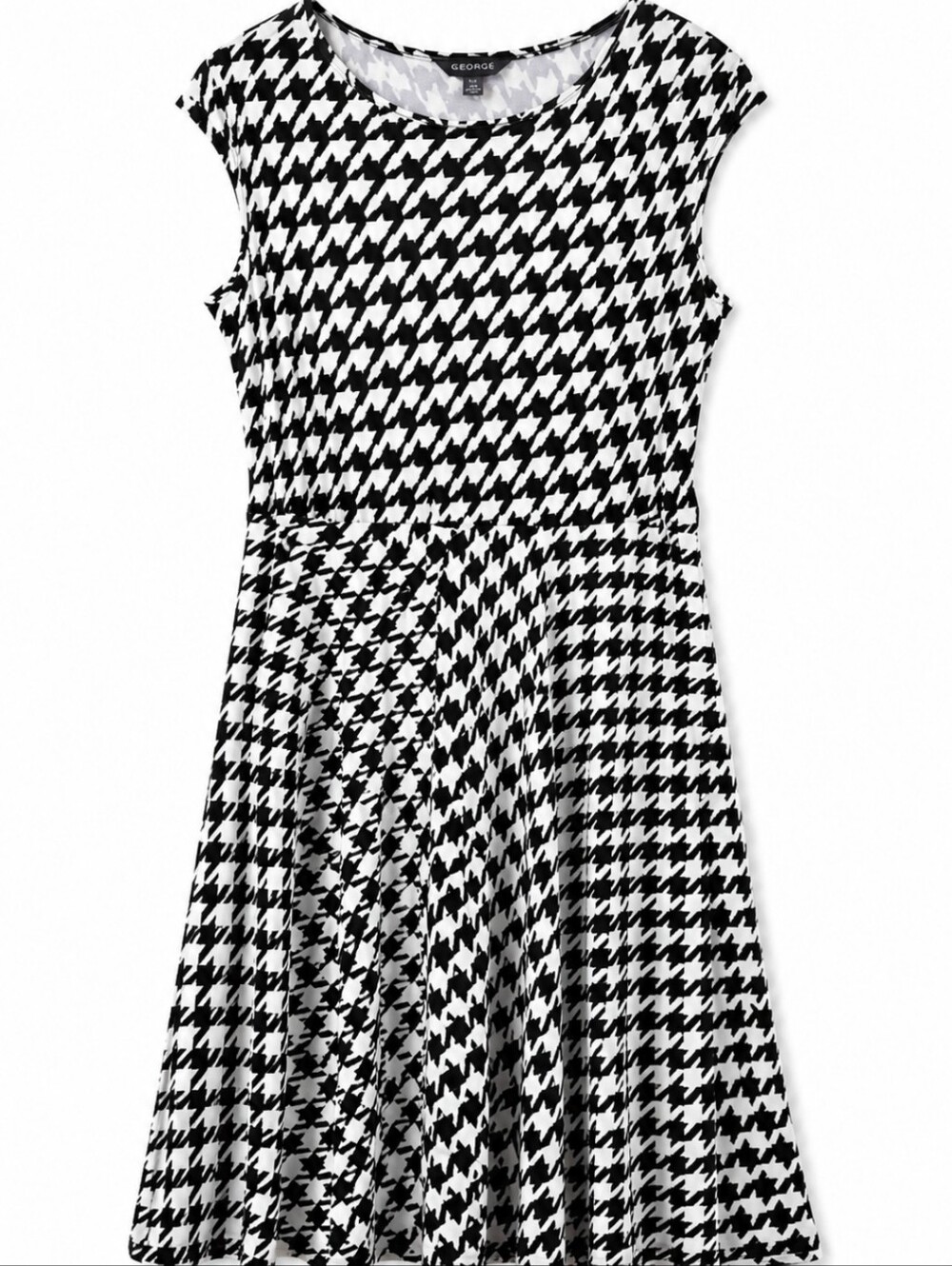 George Black Herringbone Pattern Spandex Blend Fit & Flare Long Midi Dress Sz XL